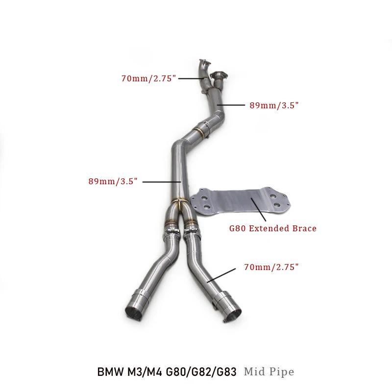 G80 & G82 (M3 & M4) SS304 Equal Length Mid-Pipe